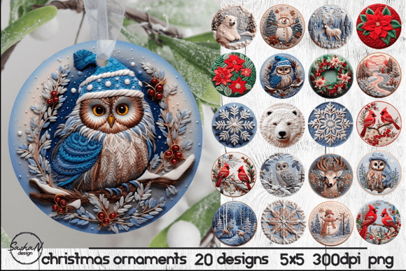 3D Christmas Ornament Embroidery for Apparel