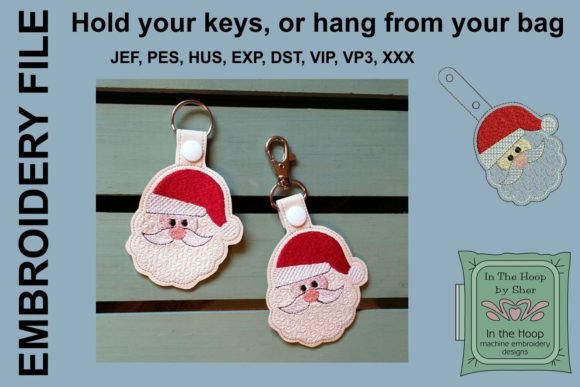 Charming Santa Key Fob for Festive Embroidery