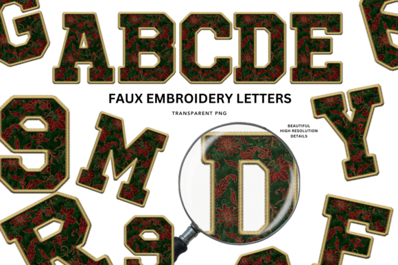Christmas Alpha Set, Faux Embroidery: A Festive Touch