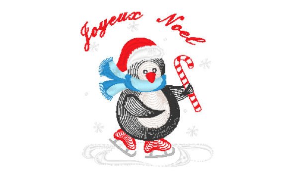 Christmas Penguin French: A Festive Embroidery Gem