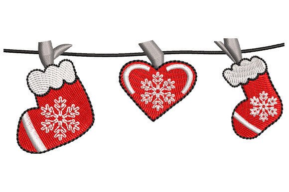 Christmas Stocking and Heart: A Festive Embroidery Design