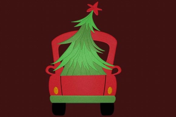 Christmas Truck Back: A Charming Embroidery Design