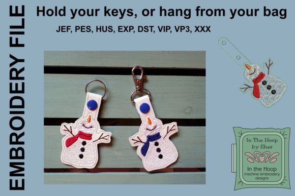 Happy Snowman Key Fob: A Charming Embroidery Design