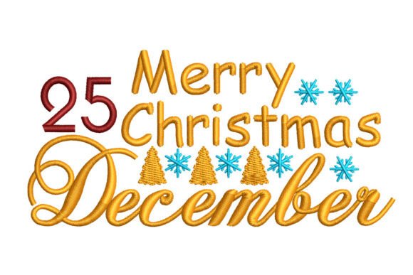 Merry Christmas 25 December: A Festive Embroidery Design